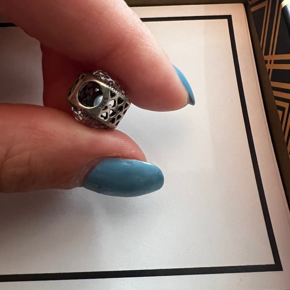Pandora Retired Radiant Hearts charm with Clear Cubic Zirconia Stone - Picture 8 of 9